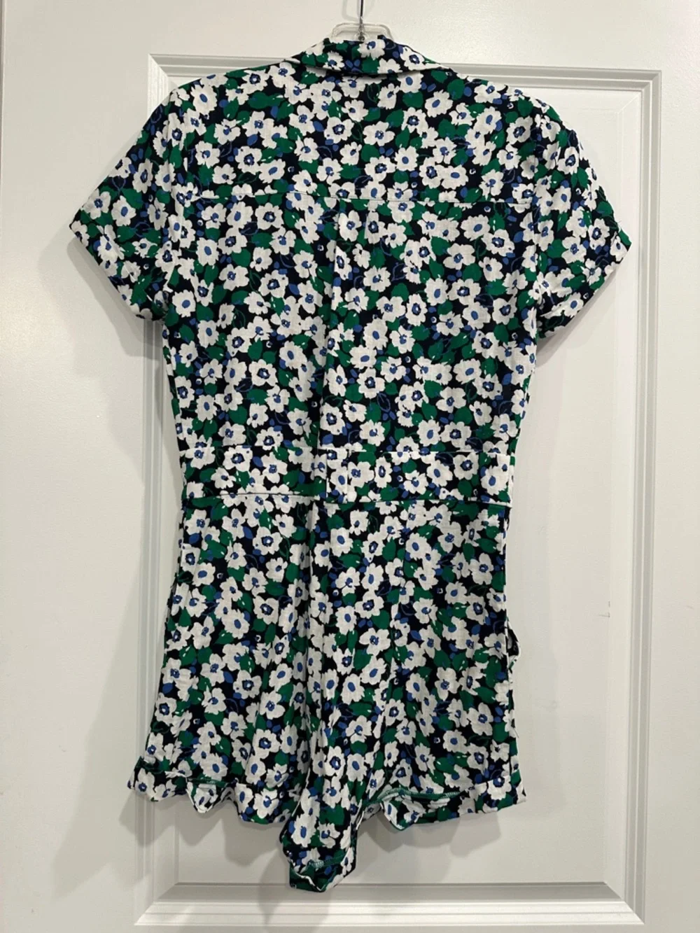 Olivaceous Green Floral Short Sleeve Romper - Picture 8 of 9